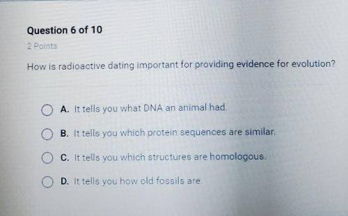 How is radioactive dating important for providing evidence for evolution