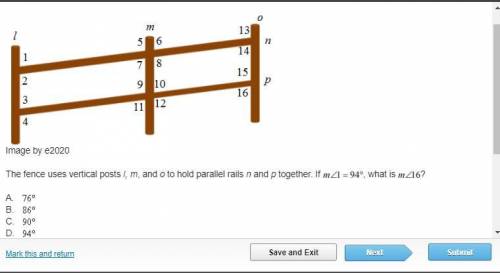 What is the measure of angle 16