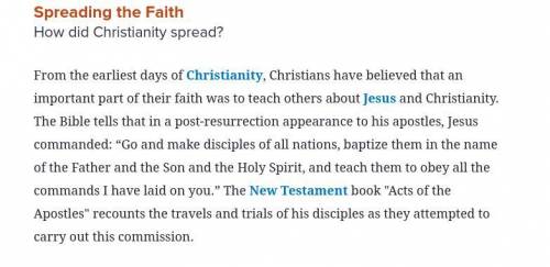 How did Christianity spread? Include 2 pieces of information from page 6 (Page 6 in the picture bel