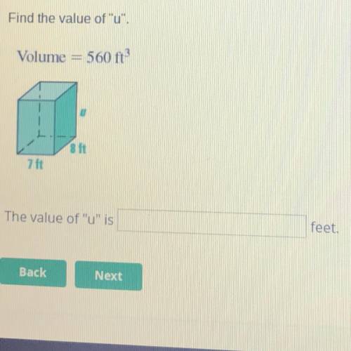 Find the value of u. If the volume is 560
