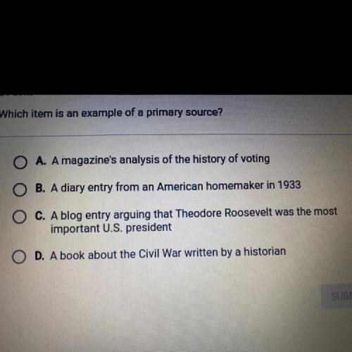 Which item is an example of a primary source