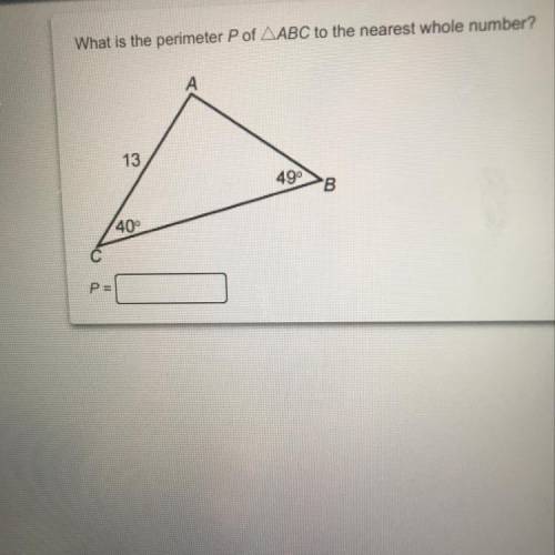 Whats is the perimeter of P triangle ABC to the nearest whole number