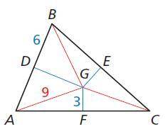 The perpendicular bisectors of △ABC intersect at point G and are shown in blue. Find BG.