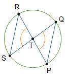 Circle T is shown. Line segments T S, T R, T Q, and T P are radii. Lines are drawn to connect point