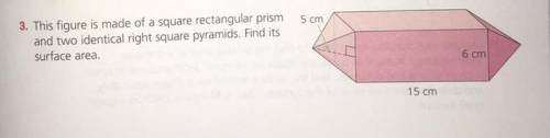 *EASY GRADE 7 MATH AREA, VOLUME, AND SURFACE AREA* PICTURE INCLUDED

Find it's surface area! (Tha
