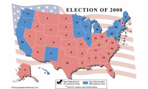 According to the map, what regions of the country voted for Gore?