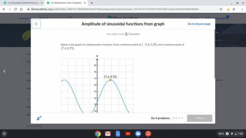 What would the amplitude be? How do I find it? Should I add 1.25+6.75 then divide by 2 ?