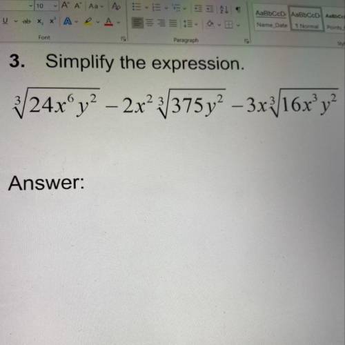 Simplify the expression (radical simplification in algebra 2)