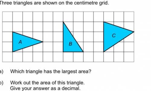 the answer to a is c but i'm really struggling to find its area (as you can probably tell area not