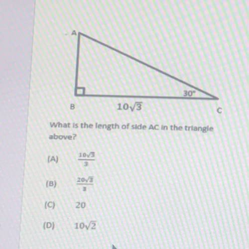 What is the length of the side AC in the triangle above