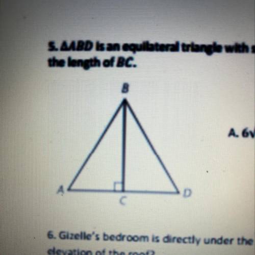 △ABD is an equilateral triangle with side lengths of 6. BC is a perpendicular segment that bisects