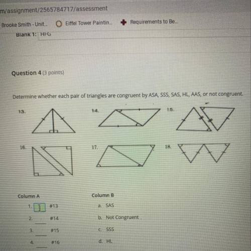 PLS HELP ON A TIMER Determine whether each pair of triangles are congruent by ASA, SSS, SAS, HL