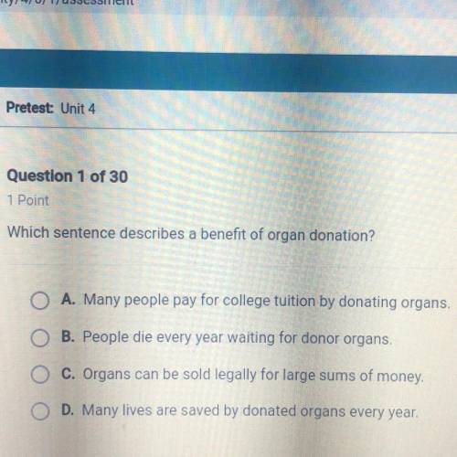 Which sentence describes a benefit of organ donation?
helpppp