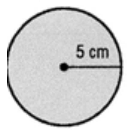 What is the area of the circle below? (Use 3.14 for Pi)

A. 31.4 square cm
B. 15.7 square cm
C. 78