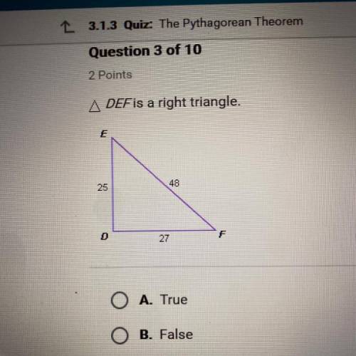 DEF is a right triangle. T or F?