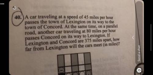 A car traveling at a speed of 46 miles per hour passes the town of Lexington on its way to the town