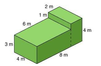 In the solid figure below, what is the volume of the right section of the figure?

8 m3 16 m3 24 m