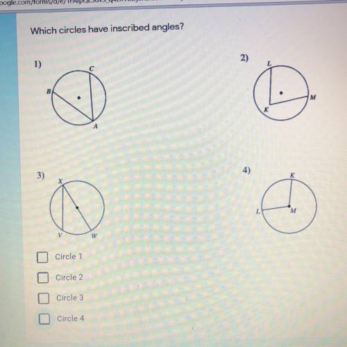 Which circles have inscribe angles