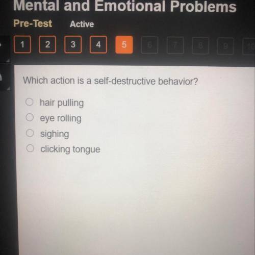 Which action is a self distructive behavior?