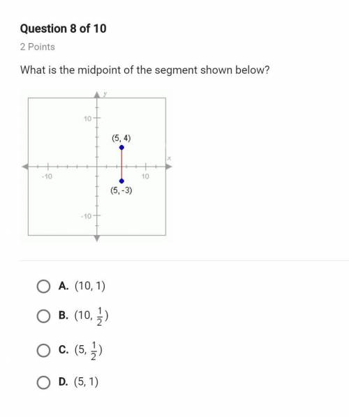What is the midpoint of the segment shown below?