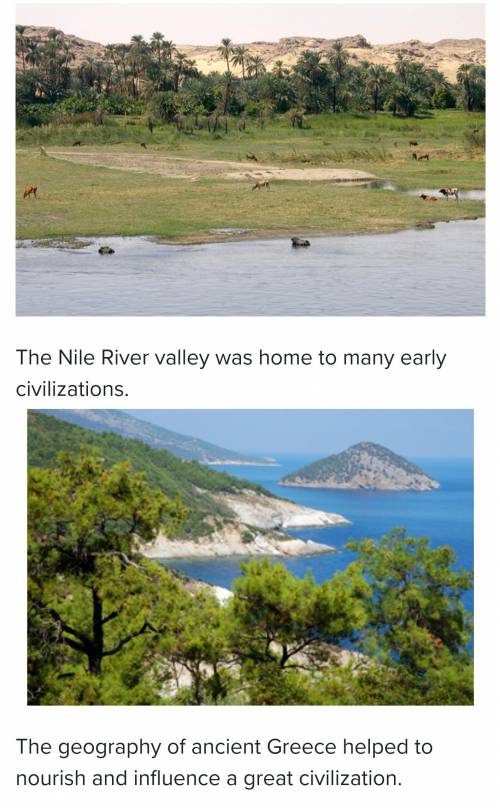 Look at the two pictures and explain how the geography of the Nile River Valley and Greece differen