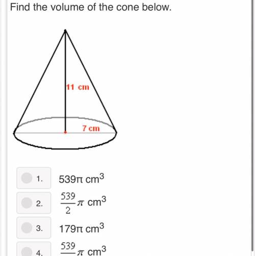 Find the volume of the cone below.
