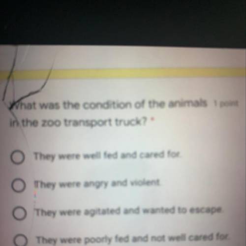 What was the condition of the animals in the zoo transport truck?