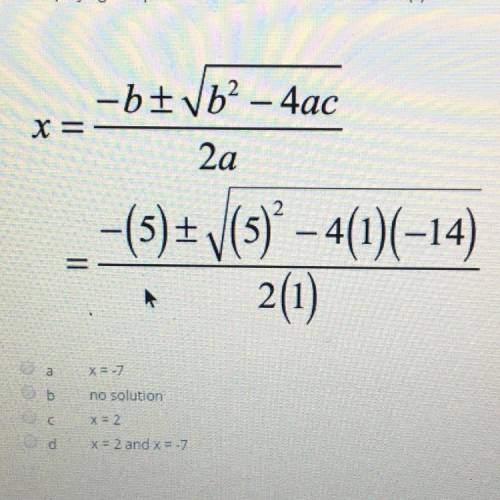 I need help on the quadratic formula at the bottom