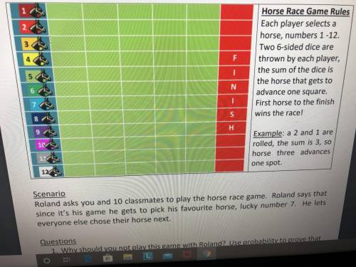 Probability Race game

Read the whole thing even the scenario
Question 2: Why is picking horse 1 a