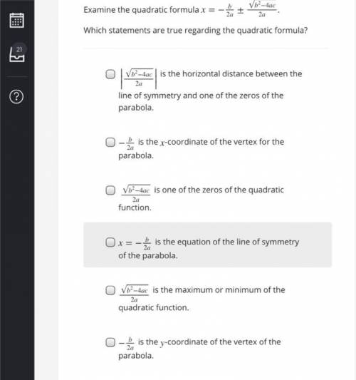 Which statements are true regarding the quadratic statement?