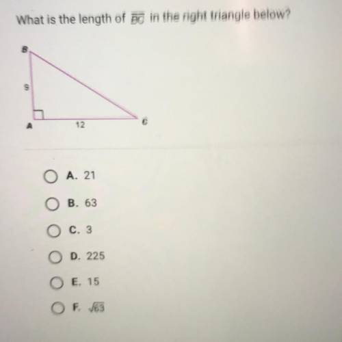 What is the length of BC in the right triangle below?