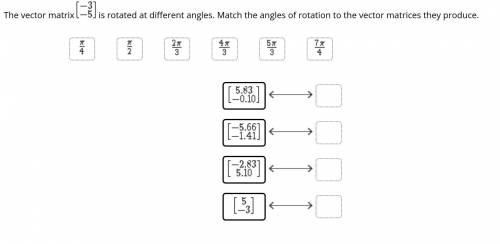 HELP! 10 PTS

The vector matrix [-3,-5] is rotated at different angles. Match the angles of rotati