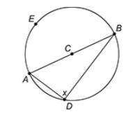 AB is a diameter of circle C. What is the degree measure of x?