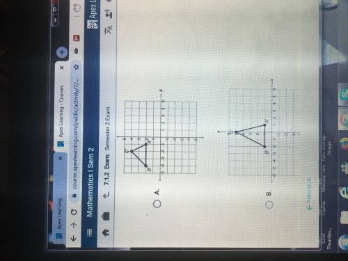 PLEASE HELP I WILL GIVE YOU BRAINLIEST!! Which triangle results from a reflection across the line x