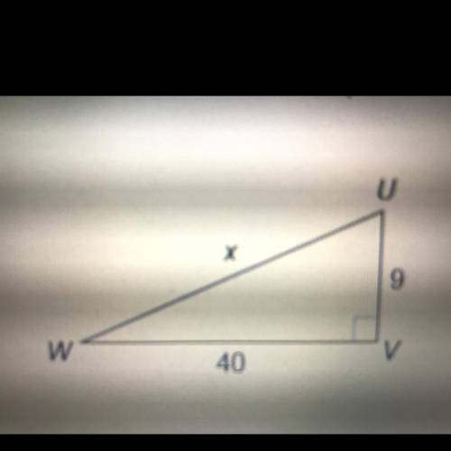 What is the length of the hypotenuse of right UVW shown ?