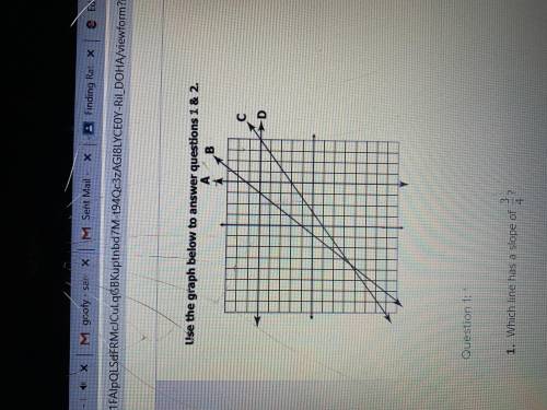 Which line has a slope 3/4