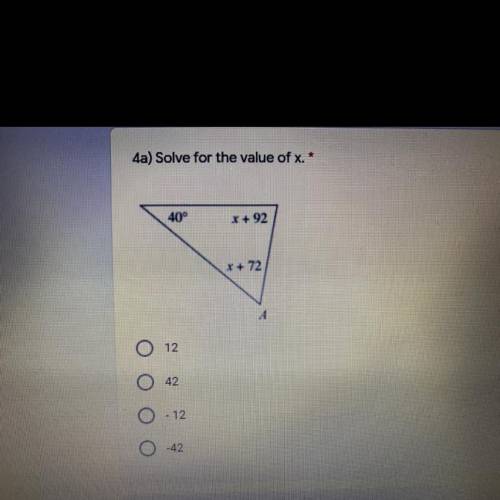 Solve for the value of x