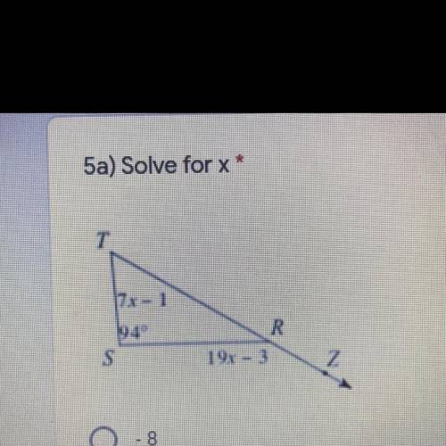 Solve for x
A) -8
B) 3.5
C) 8
D) 26