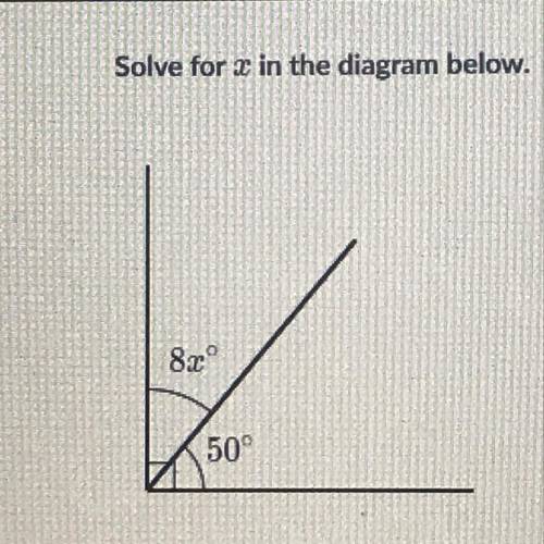 Solve for x in the diagram below.
8x
50°
X =