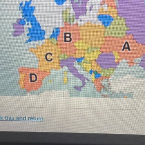 Which country is marked with the letter D?
Ukraine
Germany
France
O Spain