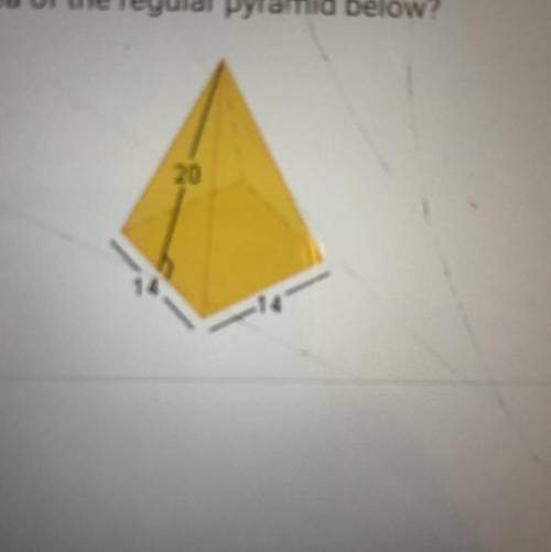 What is the surface area of the regular pyramid below?

20
A. 952 units2
B. 756 units2
c. 1512 uni
