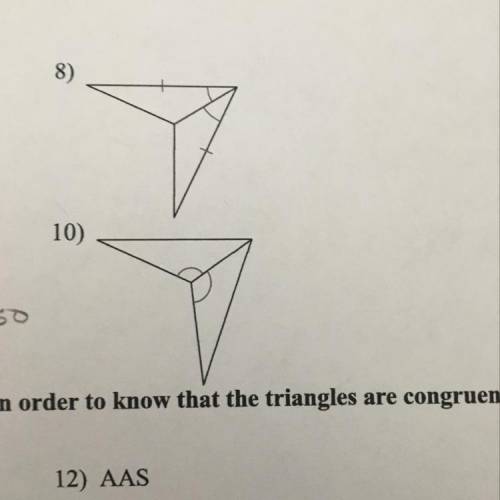 Are number 8 and 10 congruent? If they are then which method? SSS ASA AAS or SAS