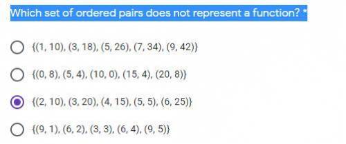 Which set of ordered pairs does not represent a function?