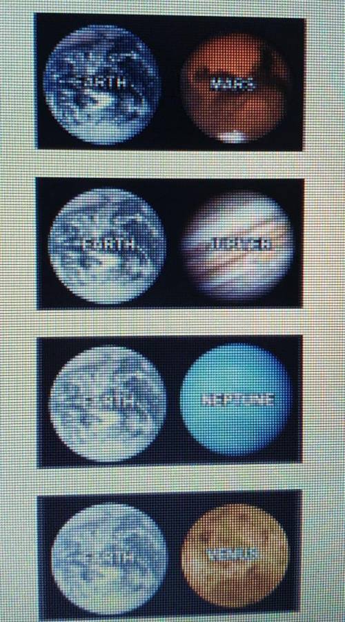 Which planet is compared in size to Earth correctly?