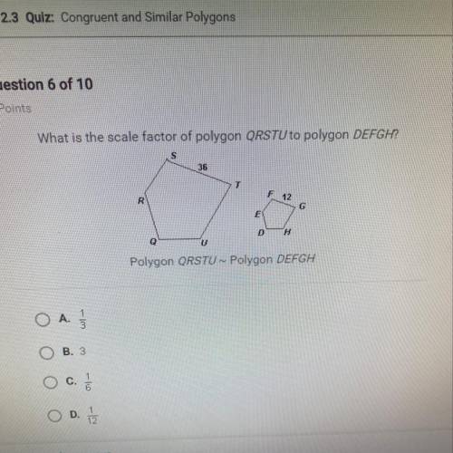 What is the scale factor of polygon QRSTU to polygon DEFGH?
