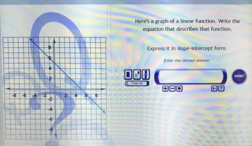 Here’s a graph of linear function. Write the equation that describes that function.

Express it in