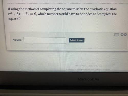 If using the method of completing the square to solve the quadratic equation x^2 + 3x +21 =0?