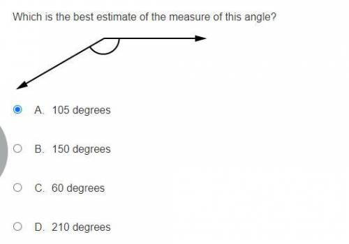 Which is the best estimate of the measure of this angle?