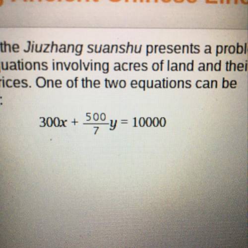 300x + 500/7 y = 10000
What is x