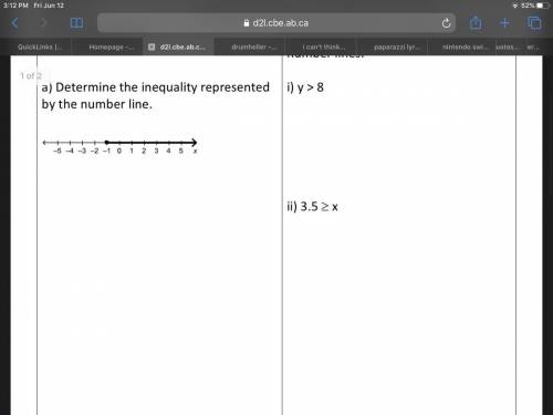Determine The inequality represented by the number line